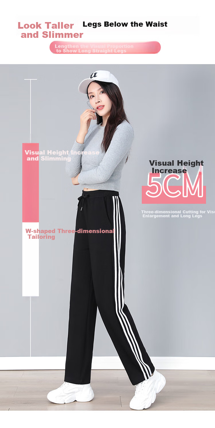 TUCANO Women's Casual Pants, Cotton Comfortable Fashion Versatile Straight-Leg Slimming Sports Trousers, Women's Clothing, Black, L 6