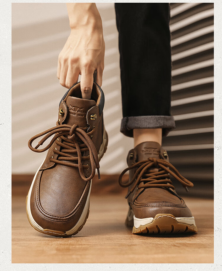 Bull Family Martin Boots Men 2026 Autumn Winter New High-Top Sneakers Men's Casual Outdoor Sports Hiking Shoes 7