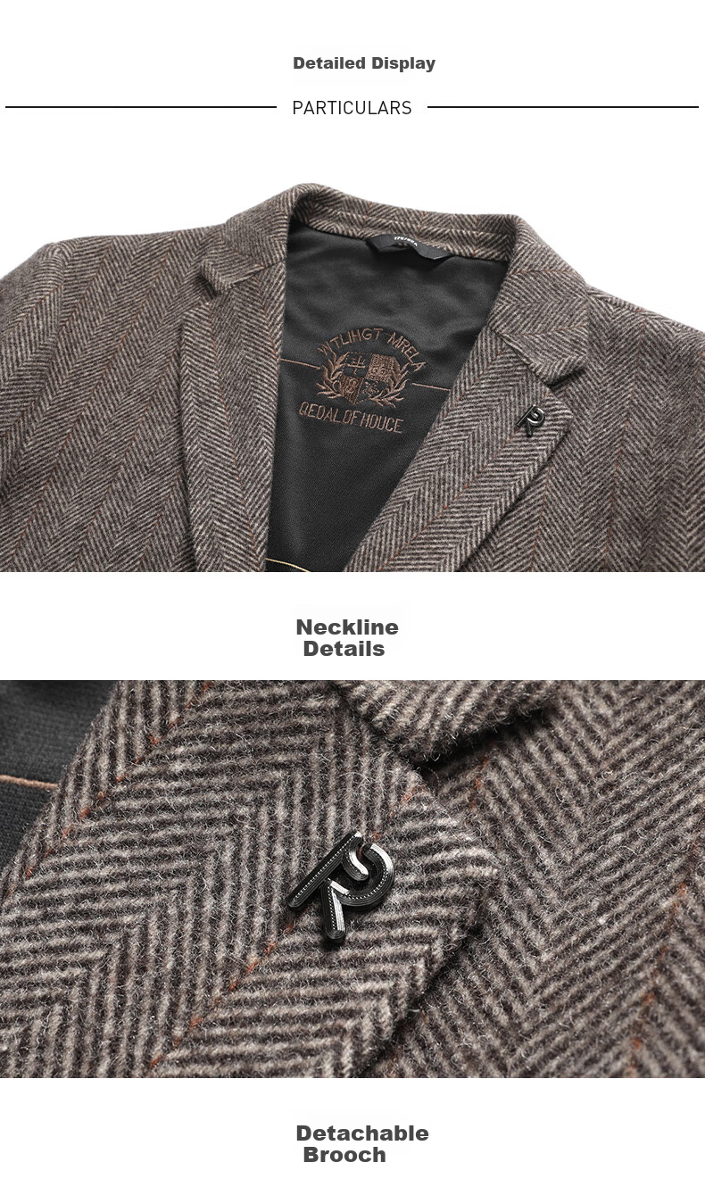 FIRS 【Sheep Wool】Double-Sided Woolen Men's Spring and Autumn Business Casual Slim Fit Professional Workwear Single Blazer Jacket 8