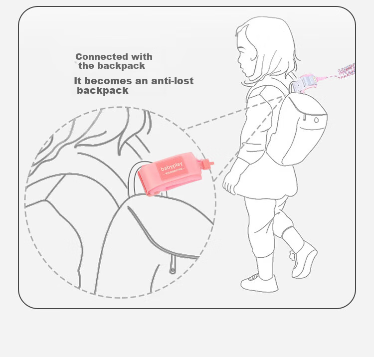Aibaoshi Children's Anti-Lost Strap with Leash, Baby Anti-Lost Wristband Safety Rope, Toddler Safety Device, Reflective Pink, 2 Meters, S121 3