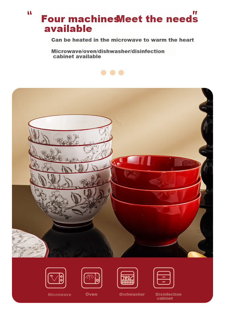 Jiwusenlin Red Gift Box Set of Tableware, Housewarming Gift, Moving Present, Engagement Or Wedding Gift, 10 Pieces 9