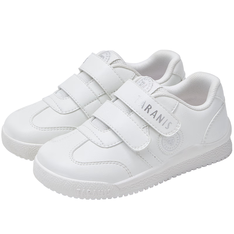 TARANIS Spring Children's Sports Shoes Unisex Kids Versatile White Sneakers for Older Children Training Skate Shoes White Size 25
