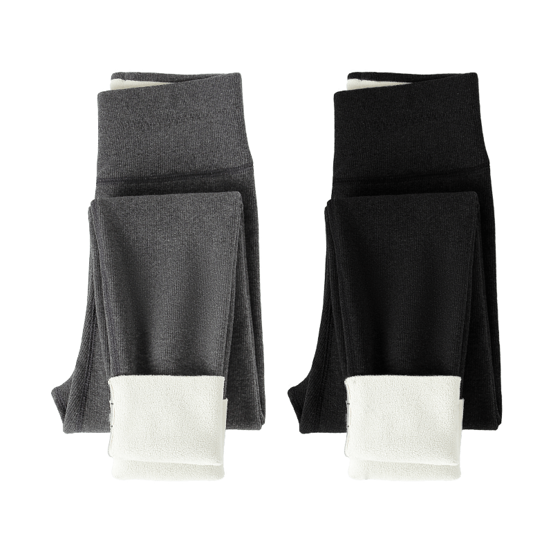 Langsha Women's Fleece-Lined Thickened Warm Vertical Stripe Slim Fit Casual Fashion Cotton Leggings for Autumn and Winter