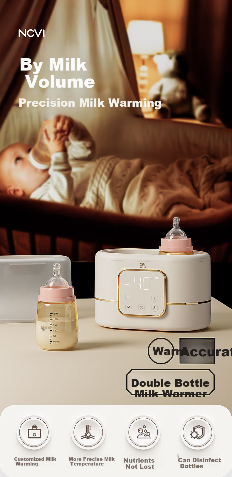 Xenbea Milk Warmer And Sterilizer, Two-In Defrosting And Heating, Breast Milk Storage And Heating, Baby Bottle Warmer, Constant Temperature Milk Warmer, 8270 2