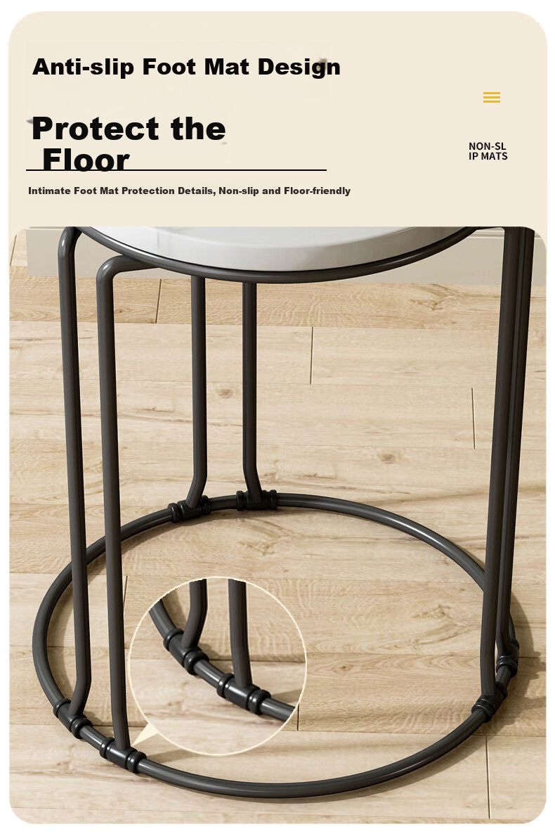 KULIN Dining Stool, Stackable Round Stool for Home Use, Simple Dining Chair with Steel Legs, White Round Stool (Set of 4) 8