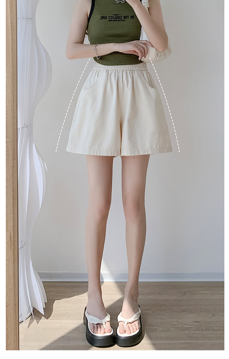 LangSha Women's Summer Thin High Waist Wide Leg Shorts Loose Casual Sports Pants Straight-Leg Work Shorts 5