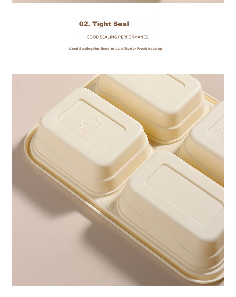 Baijie Corn Starch Disposable Food Containers, Biodegradable Microwave-Safe Lunch Boxes with Lids, Takeout Meal Boxes, 4 Compartments * 20 Sets 10