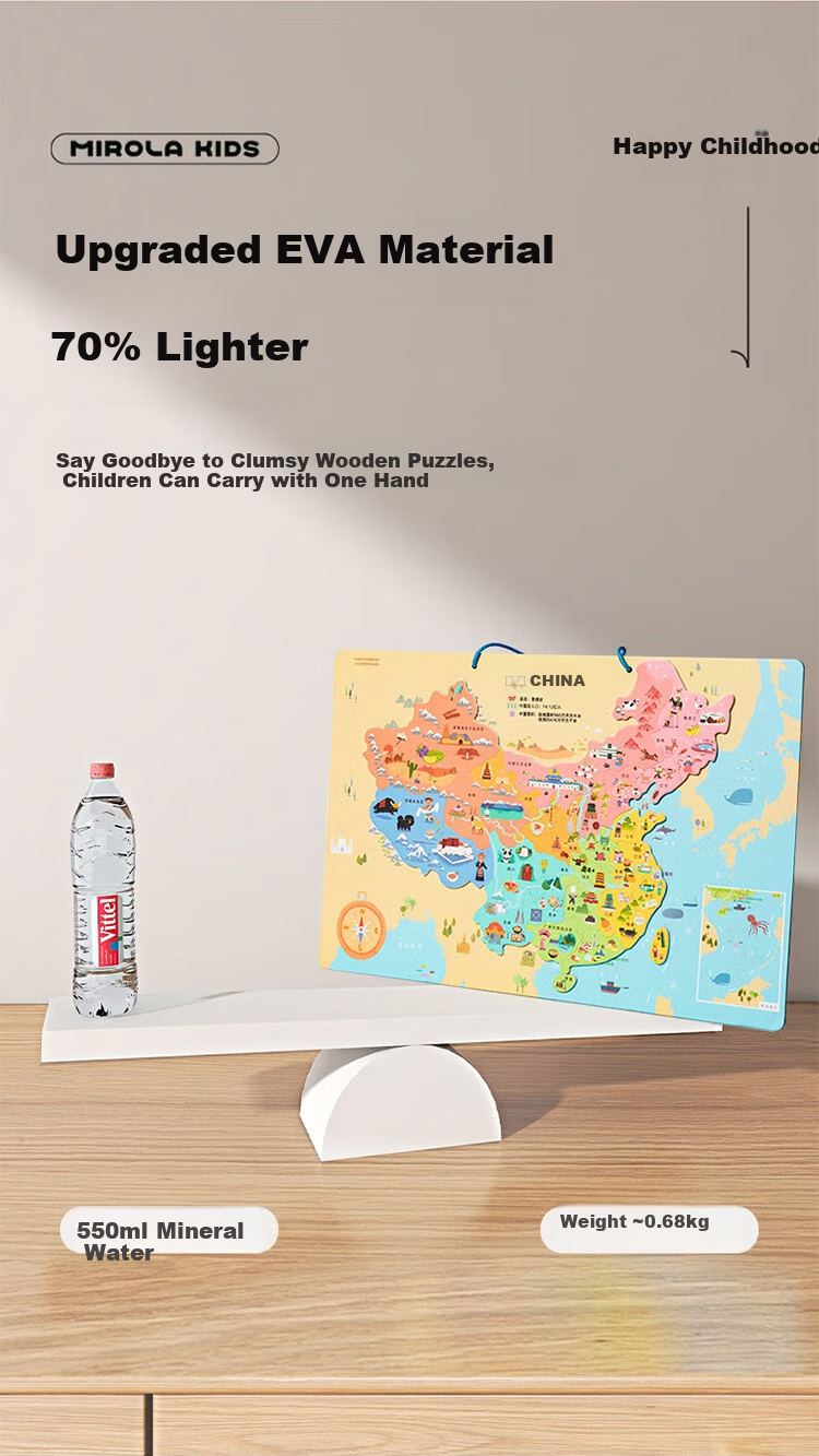 Meiletongnian Chinese Map Puzzle, Children's Magnetic Educational Toy, Elementary School Geography, Learning Gift for Boys And Girls, Ultra-Light 1