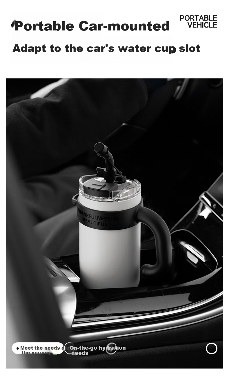 NRMEi Insulated Large Capacity Men's Thermos Cup One-Button Lid Straw Ice King Giant Tumbler Water Bottle 21
