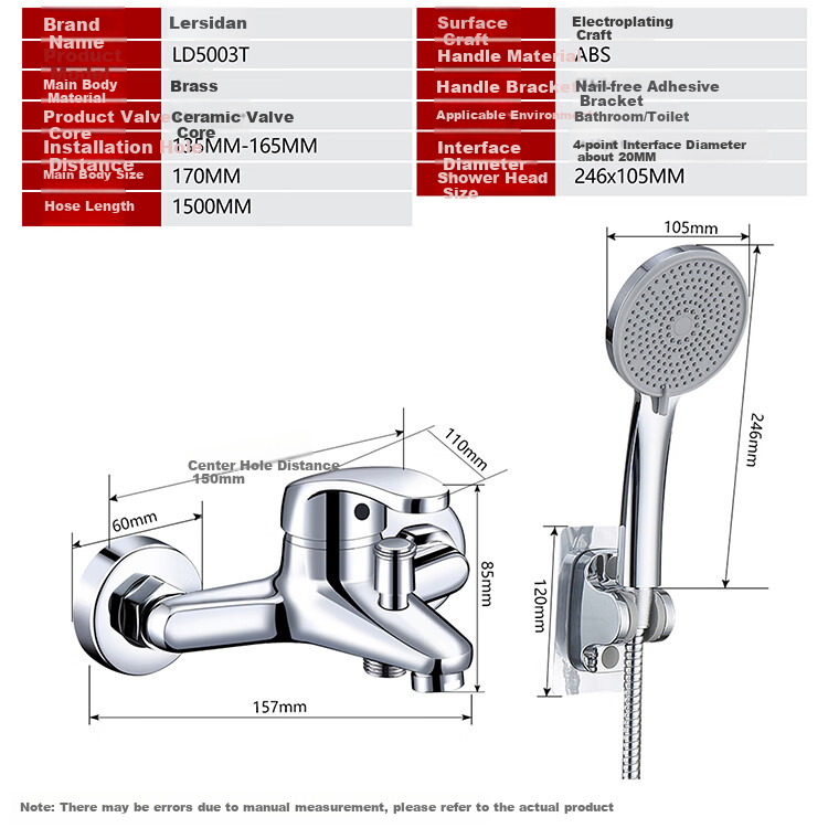 Larsd Shower Faucet Mixer Valve Set, Bathtub Mixer Tap Set, Bathroom Hot And Cold Shower Switch LD5003T 1