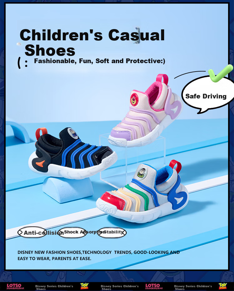 Disney Children's Slip-On Caterpillar Shoes, Breathable Sneakers for Spring And Autumn, for Older Kids, Royal Blue/light Gray, Size 25 2