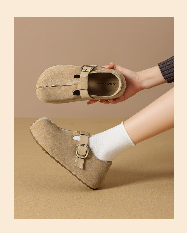 ZHR Height-Increasing Birkenstock Sandals for Women, Kappa Versatile Women's Shoes, Spring And Autumn Lightweight Casual Flats for Women, JT191 Khaki Size 36 14