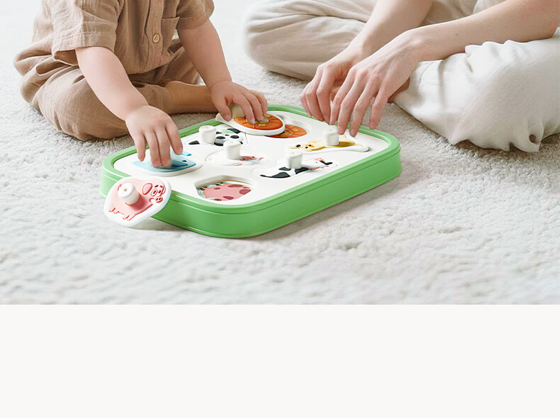 BG-BABYGO Montessori Early Education Animal Matching Puzzle Baby Building Blocks Food-Grade Silicone Chewable Educational Toy 7