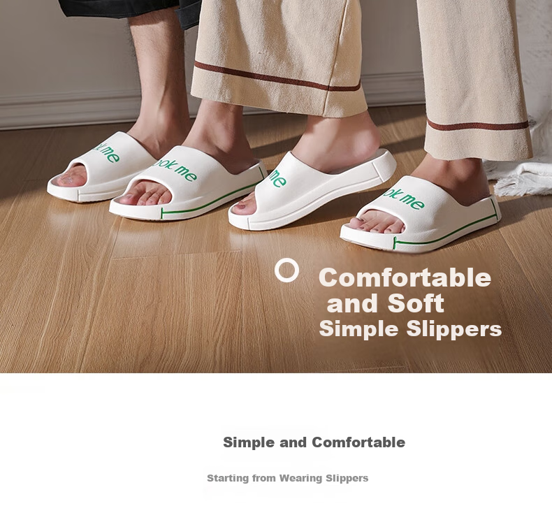 Huameijianbu Solid Color Instagram-Style Slippers, Bathroom Indoor And Outdoor Soft-Soled Squishy Feeling Sandals, Women's Style HM915, White, Size 38-39 2