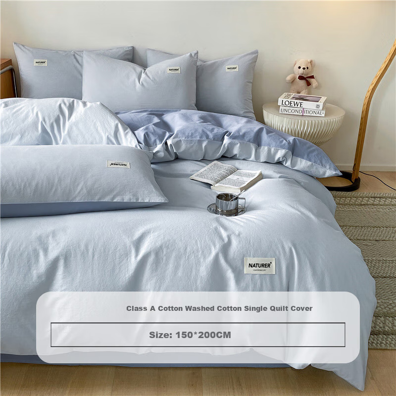 MiiOW Class A 100% Pure Cotton Duvet Cover, Bedding All-Cotton Single Student Dormitory Quilt Cover Single Piece 150*200cm