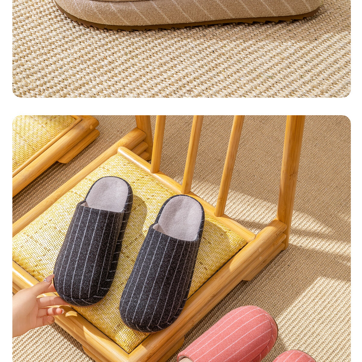 TZLDN Men’s Cotton Slippers with Beef Tendon Sole 2025 Autumn Winter Indoor Non-Slip Warm High-End Couple’s Cotton Shoes Men’s Version 4