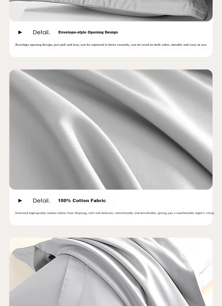 Yuanshenghuo Pure Cotton Pillowcase, Single Size 60% Cotton Pillow Cover, 48*74cm, Gray, Single Piece 11