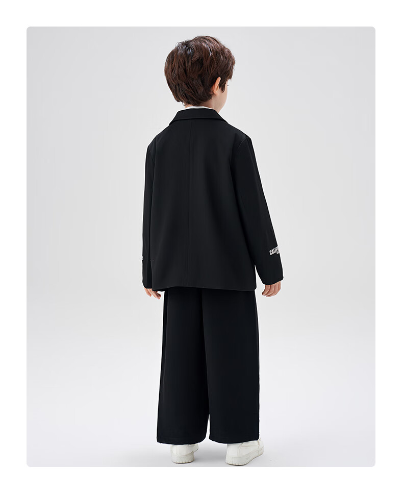 Romon Children's Suit Set British Style Flower Boy Formal Wear Boys Academy Casual Blazer Piano Performance Outfit Black 160 3