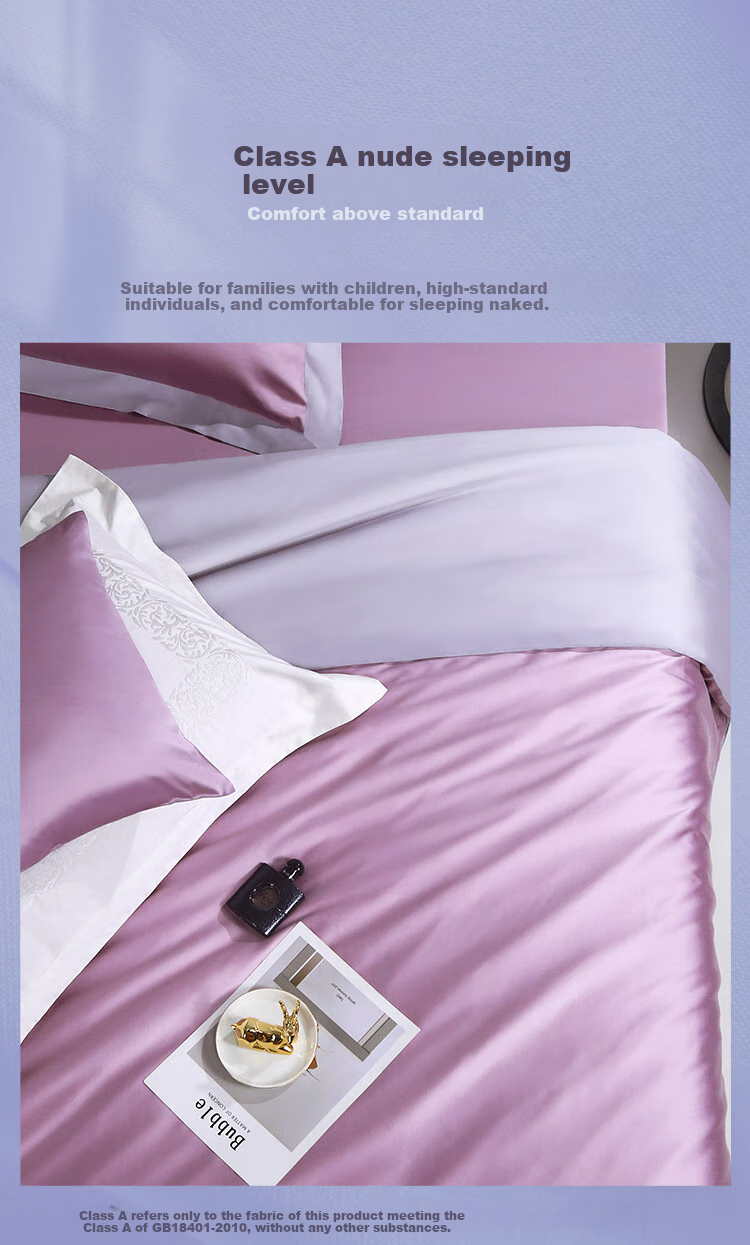 FUANNA Bedding Set of Four Pieces, 100-Count Long-Staple Cotton High-Quality Sateen Set, Upgraded Class A Bed Sheet And Duvet Cover 230*229cm 8