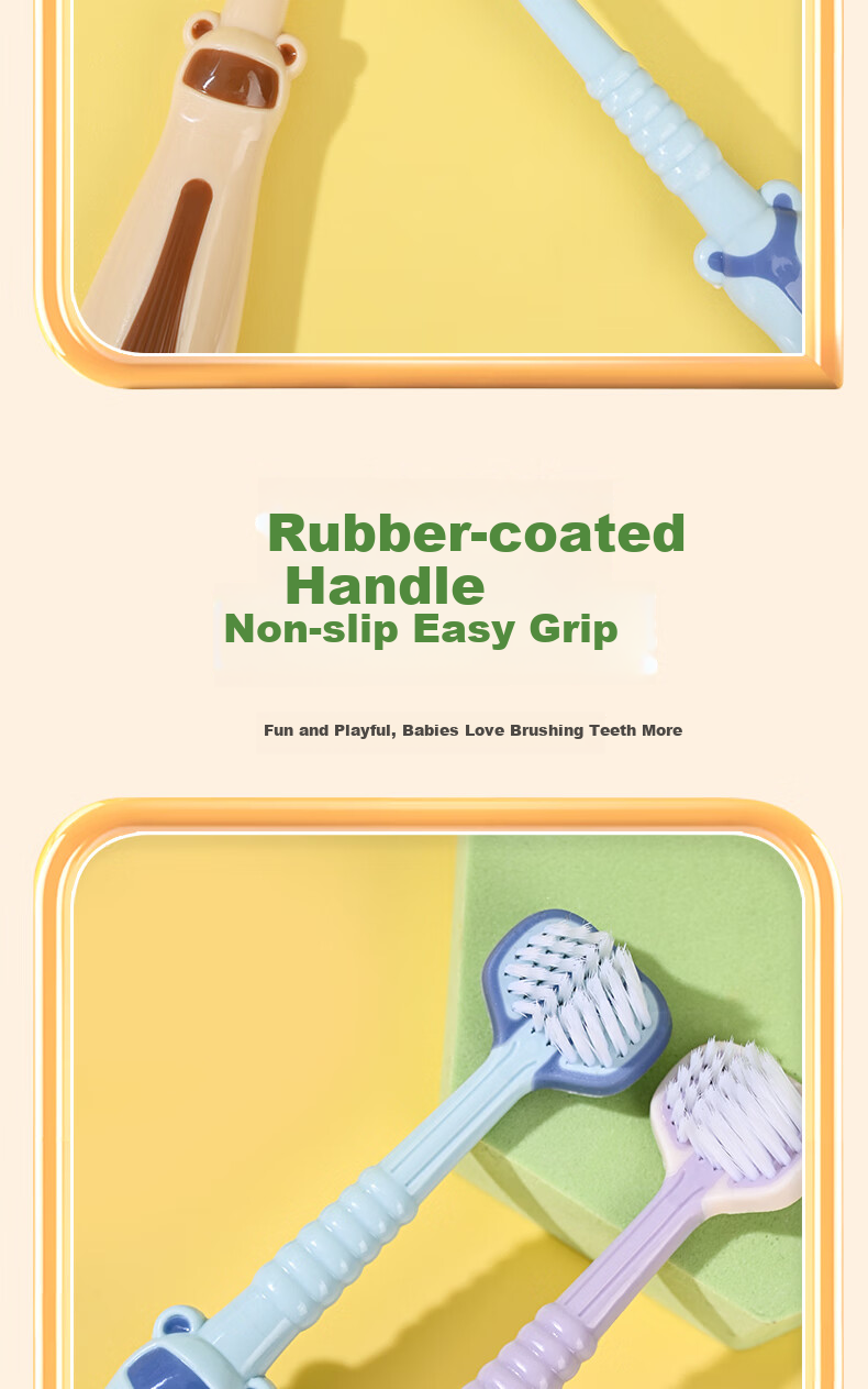 BRUSHING BEAR Children's Toothbrush, 4 Pieces, Three-Sided Soft Bristles, Gum Protection, for Ages 3-6 Toddler Teething Period, U-Shaped Toothbrush 2