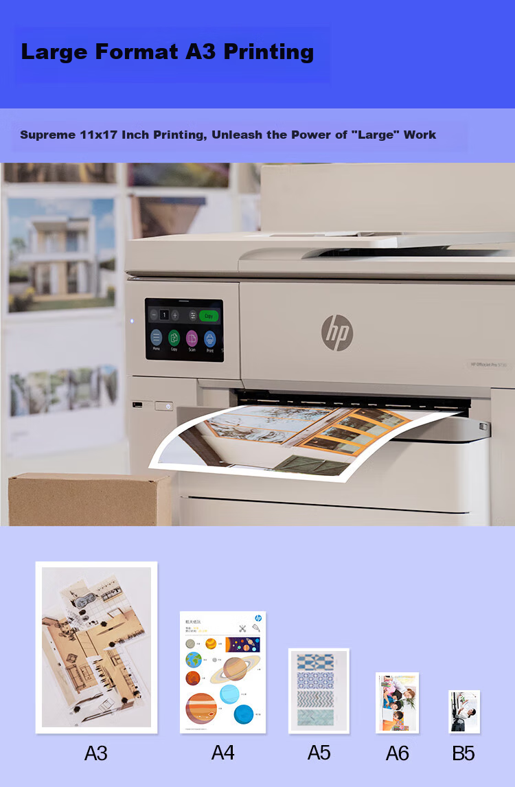 Huipu (HP) OfficeJet Pro 9730 A3 Color Inkjet All-In Printer, Print/scan/copy Three-In, WiFi Wireless Network/Auto Duplex 3