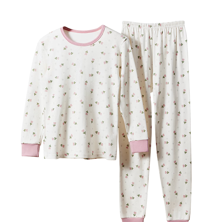LangSha Kids Cotton Autumn Winter Underwear Set Girls Long Johns Pajamas 140