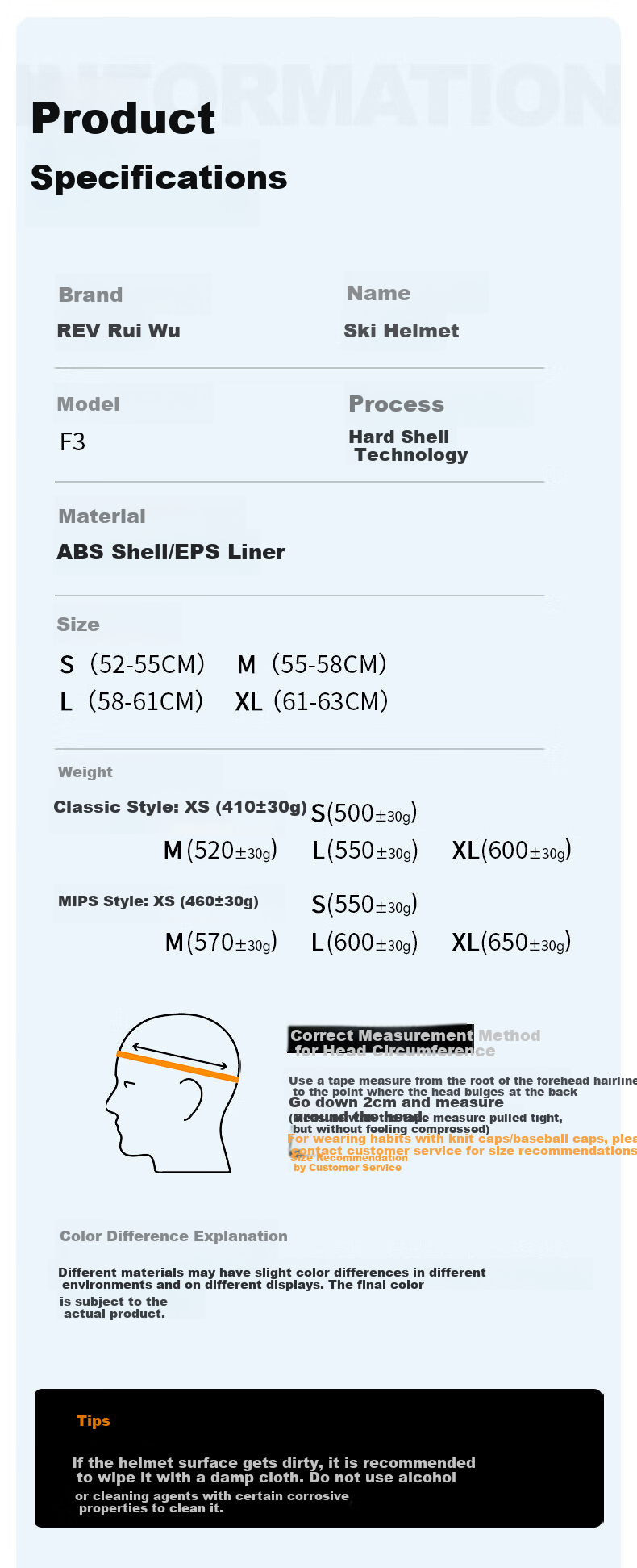 Ruiwu REV Ski Helmet, Asian Head Shape, Mips Triple Safety Certification, Single And Double Board, for Men And Women, F3 Matte Black Mips L 11