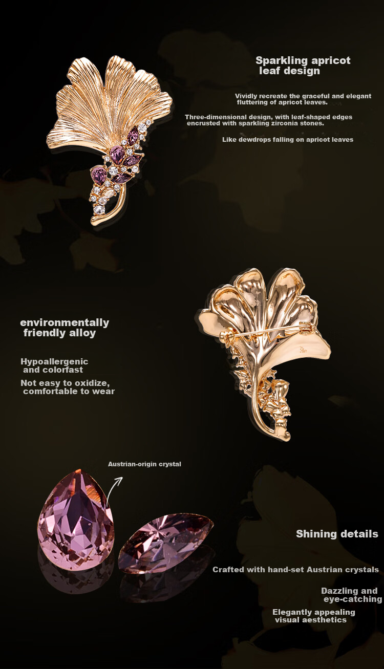 Eternelle French Ginkgo Leaf Brooch, High-End Exquisite European And American Luxury Accessory, Crystal Brooch Pi 4