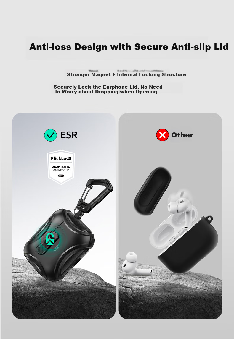 ESR AirPods Pro 3 Case, Third-Generation Apple Earphone Protective Cover, 2025 New MagSafe Magnetic Safety Lock Earphone Case, Wireless Charging Compatible, Shockproof Shell, Blue 3