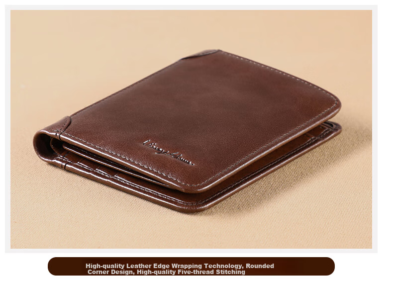 Viney Men's High-End Brand Wallet, Short Card Holder, ID Holder, Light Luxury Birthday Gift for Boyfriend, Husband, Father, Or Dad 15