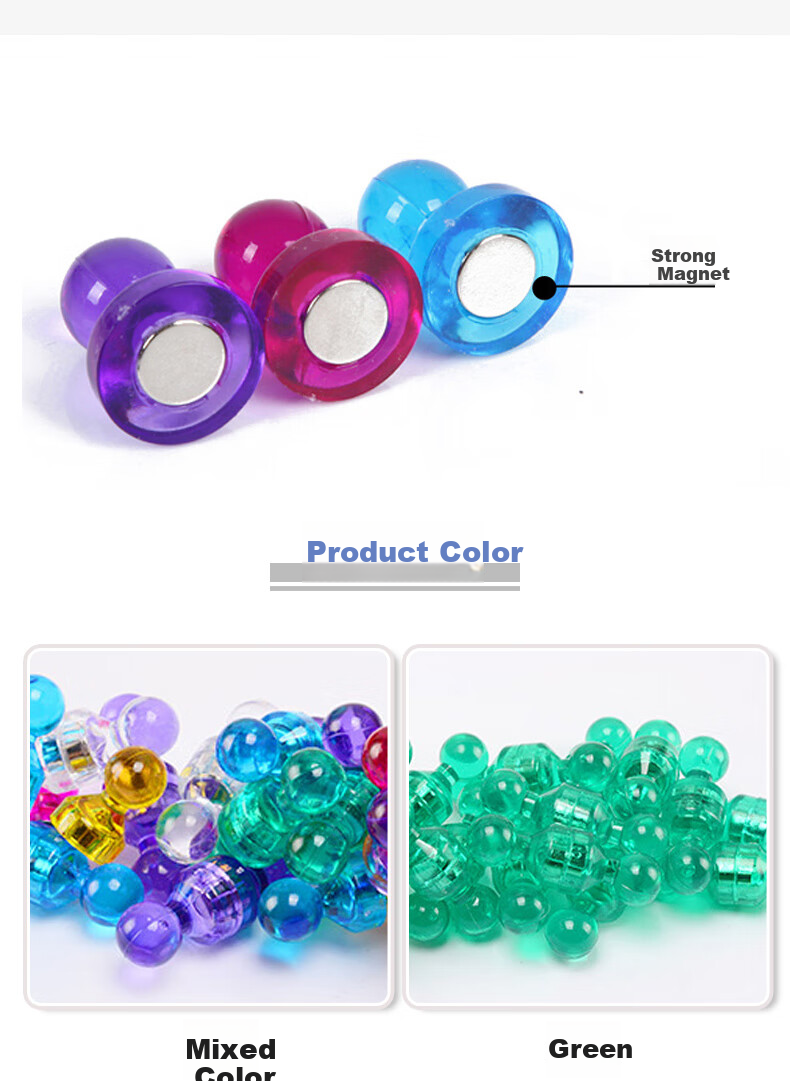 Youbili Strong Magnetic Pushpins, Colorful Round Magnets, Office Whiteboard Teaching Aid Magnetic Discs 15*21mm, 10 Pieces/tube, 8025 Blue 3
