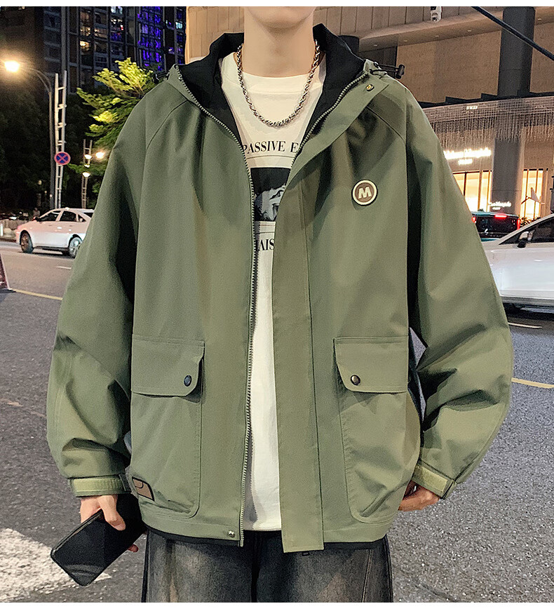 SWAMP AREA Men's Spring Autumn Windproof Waterproof Workwear Jacket Trendy Versatile SWC686 Military Green M 9