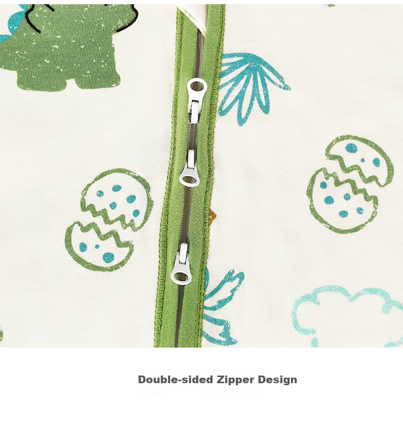 Zisehuayu [100% Pure Cotton] Baby Split-Leg Sleeping Bag, Children's Spring And Autumn Pajamas, Boys' Anti-Kick Blanket Sleeping Bag, Green, Size 130 11