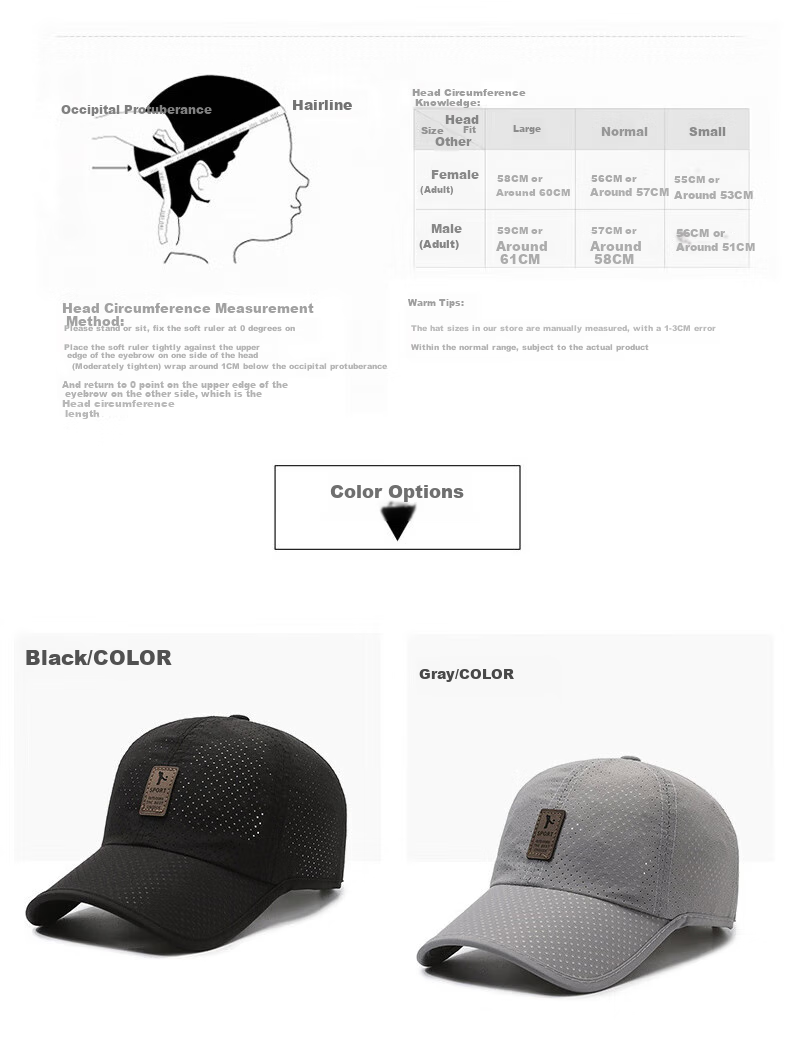 Huili Sun Protection Hat for Men, Outdoor Baseball Cap, Breathable Sports Visor, Casual Duck Tongue Mesh Hat, Versatile Couple's Large Head Circumference 8
