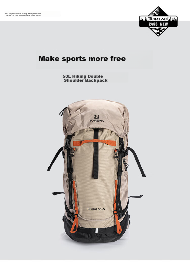 TOREAD Backpack, 50L Large Capacity, Hiking Professional Mountaineering Bag, Camping Travel Outdoor Backpack, TEBBBN80777 1