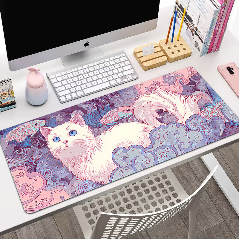 Juyingfeng Large Mouse Pad Computer Keyboard Mat Office Gaming Student Dormitory Writing Pad Cartoon Premium Edge-Locked Washable Desk Mat 800*400*3mm Lingyu Banyue 9