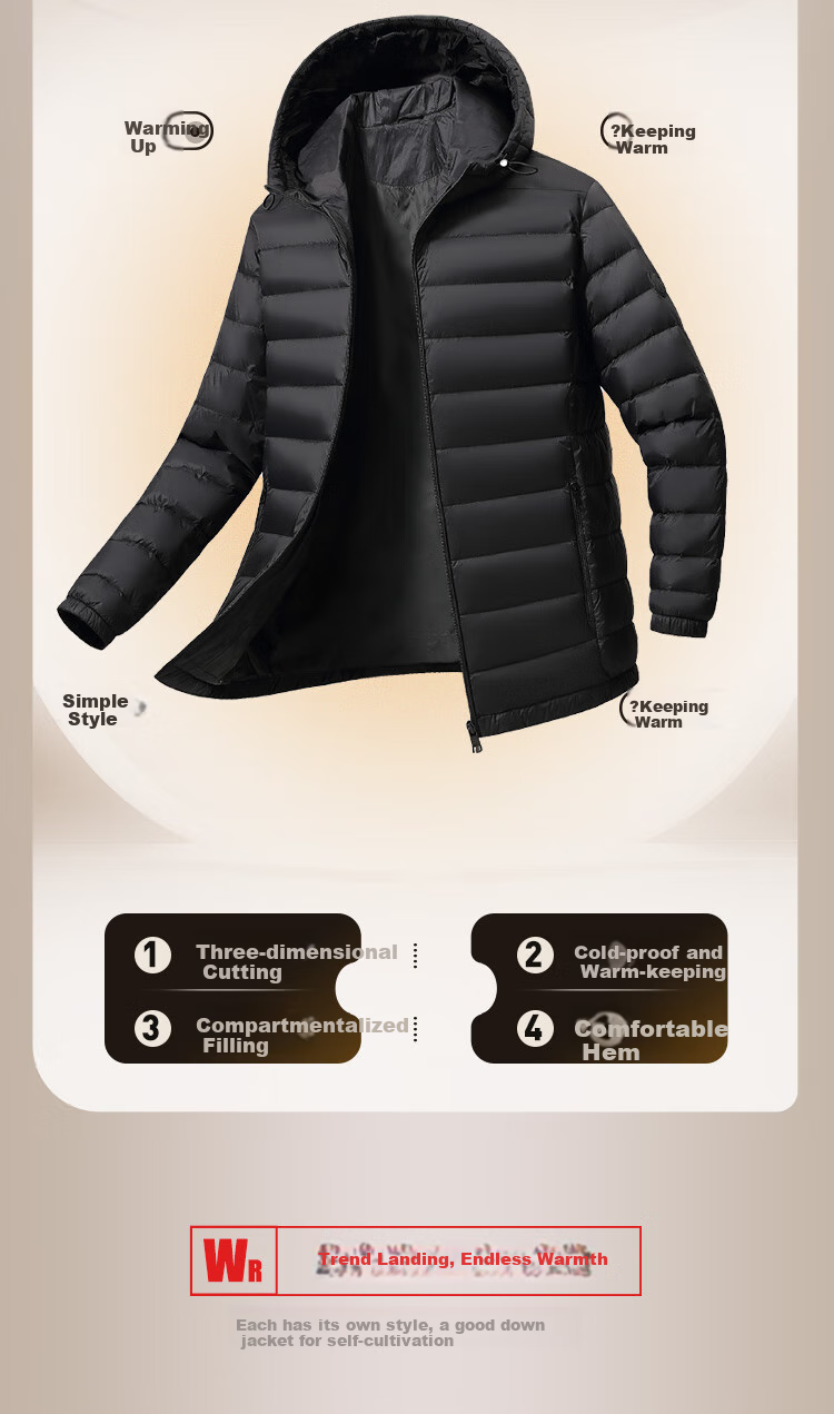 SNOWFLYING Autumn And Winter Men's down Jacket, Lightweight Short Hooded Puffer Casual Warm Windproof Coat for Men And Wome 2