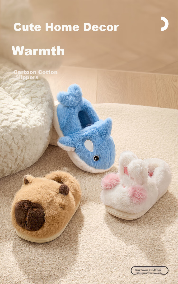 BALABALA Children's Cotton Slippers for Boys And Girls, Baby Home Shoes with Heel Covers, Autumn And Winter Cotton Shoes, Animal Design, 208425141227 1