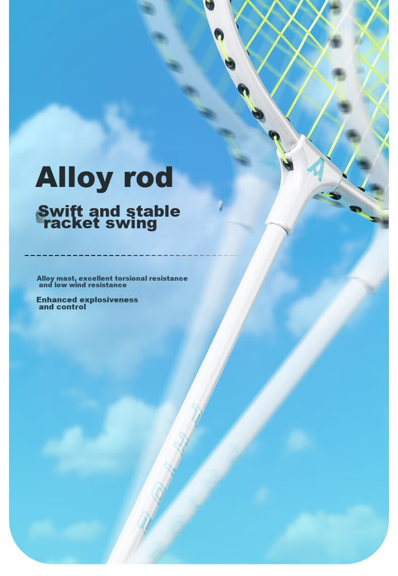 Deli Angenite Wear-Resistant Concave Frame Aluminum Alloy Racket Classic Beginner Student Entry-Level (Blue Pair + 3 Balls) 11