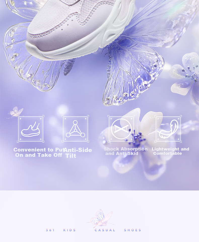 361° Children's Shoes Girls' Lightweight Soft Bouncy Sweet Playful Casual Sneakers for Fall 2025, Pink Size 27.5 2
