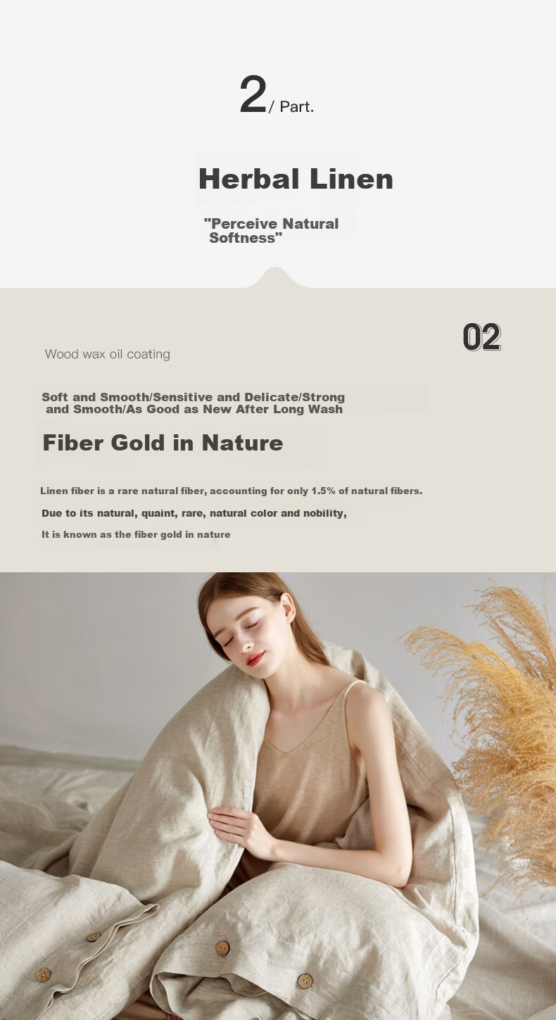 La Torretta Linen Cotton Four-Piece Set, Class A Washed Woven Long-Staple Cotton Duvet Cover Bed Sheet Bedding, 200*230cm 5