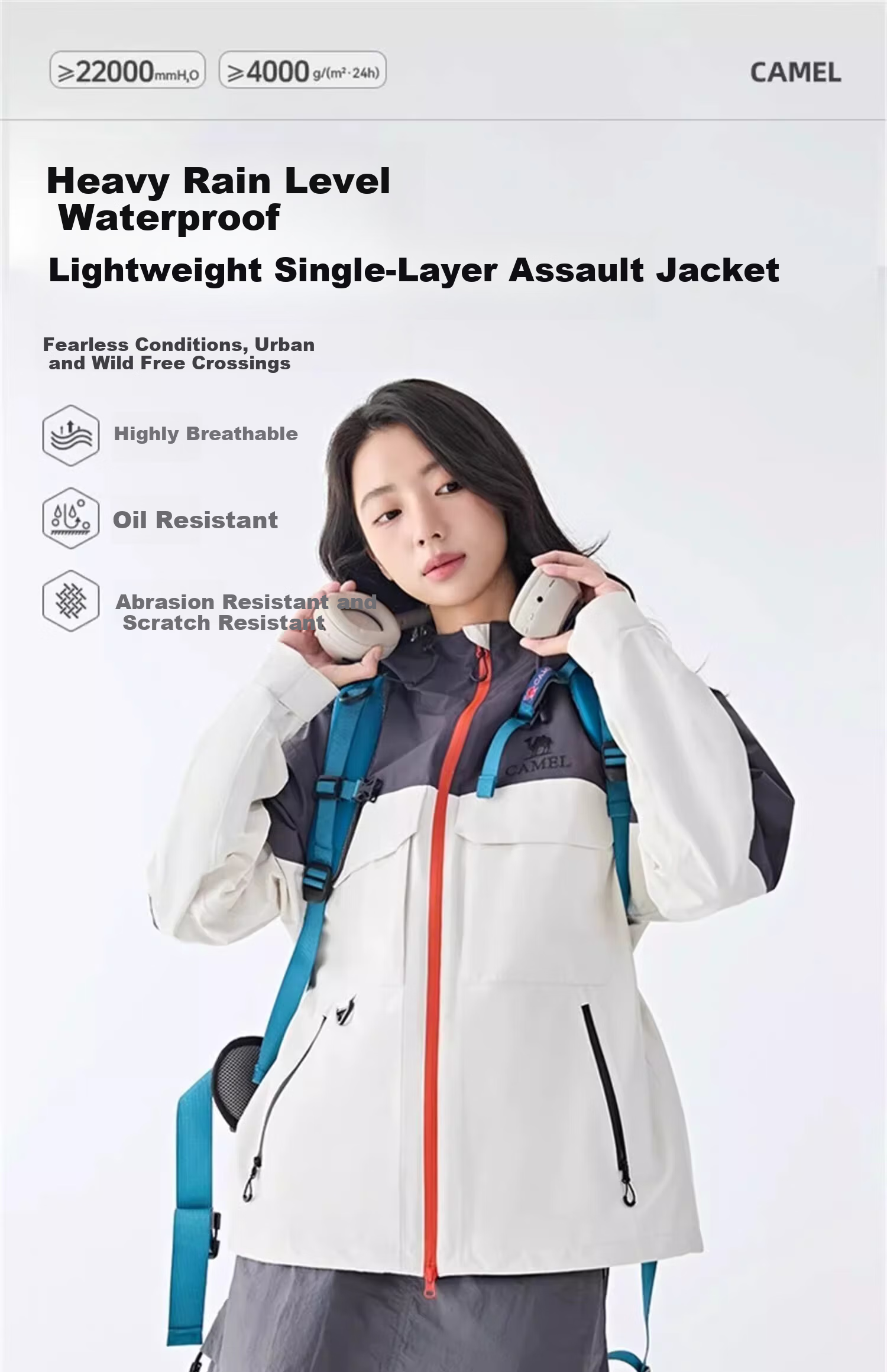 CAMEL [Lingbo] Outdoor Jacket, 2025 New Model, Storm-Proof, Lightweight, Single-Layer Mountaineering Suit, XS 1