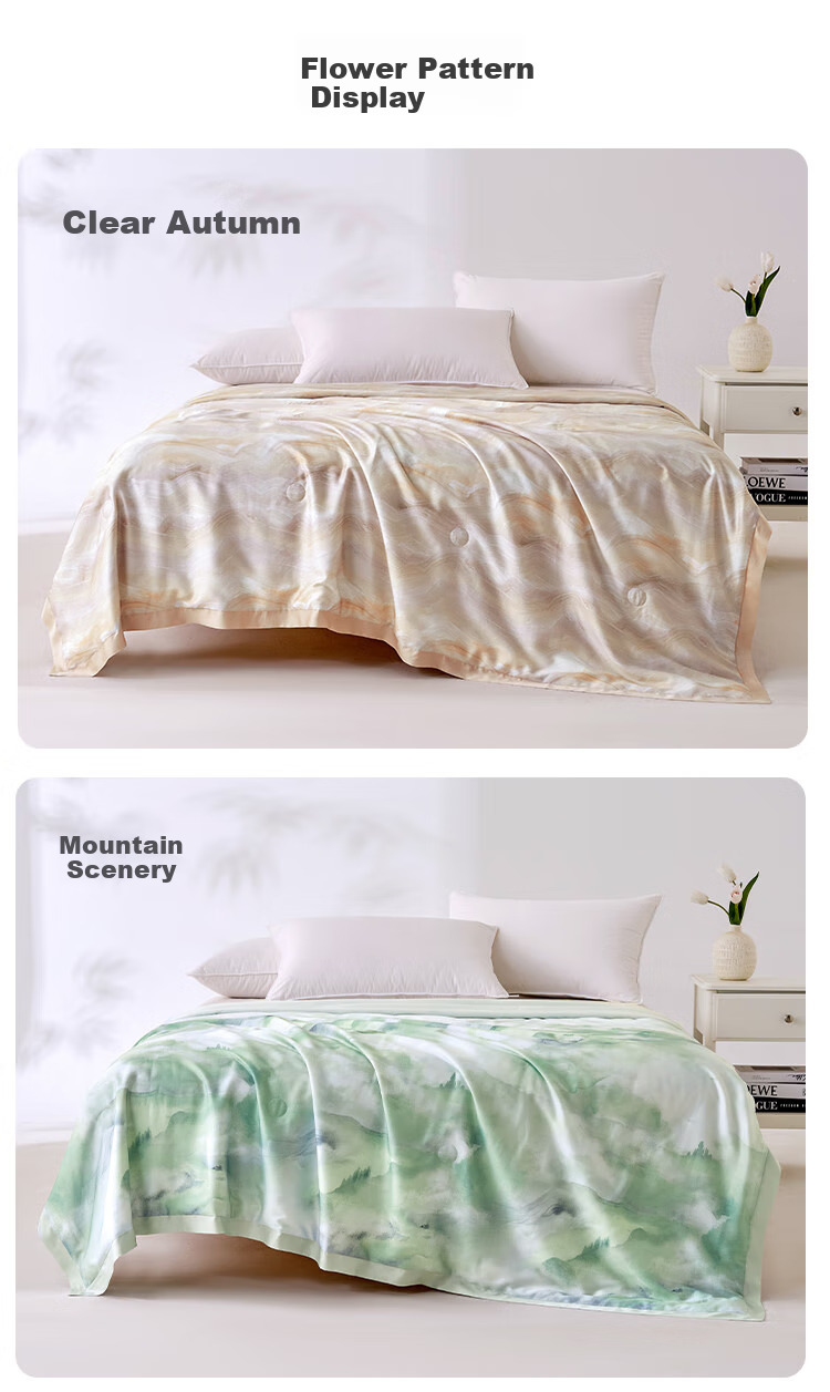Ciyun Ice Soft Cooling Silk Summer Quilt, 100% Silk Washable Air Conditioning Comforter, 200*230cm, Qingqiu 14