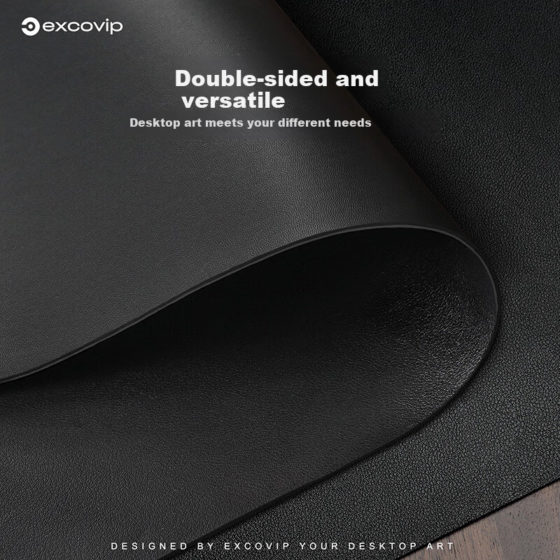 EXCO 80x40cm Large Mouse Pad, Office Desk Mat, Waterproof Leather Writing Pad, Computer Mat, Keyboard Leather Desk Cover, Double-Sided Gaming Mat, Elegant Black 3761 7