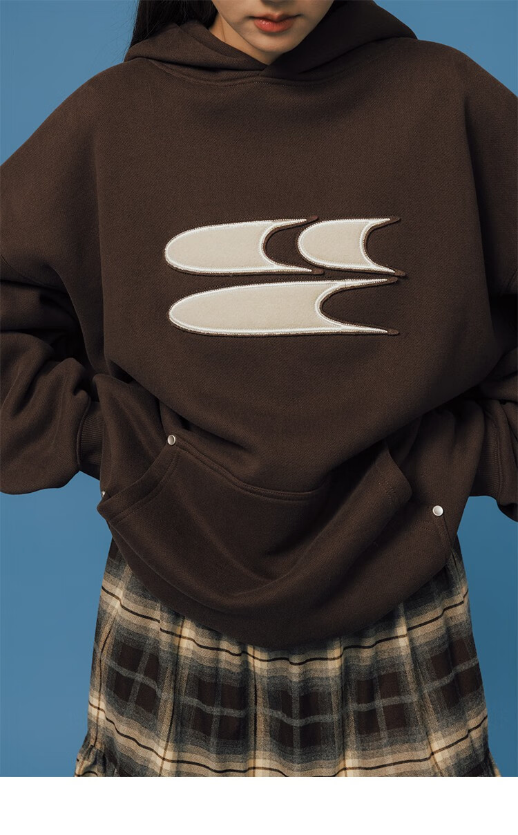 Crying Center Blue Wool Layered 3C Logo Fleece Sweatshirt Deep Blue S [Wen Qi Same Style] 10