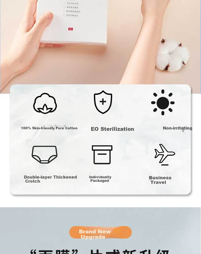 Aimer Disposable Underwear [5-Pack], No-Wash, EO Sterilized, 7A Antibacterial, Daily Disposable Travel Underwear, White, Size 175 2