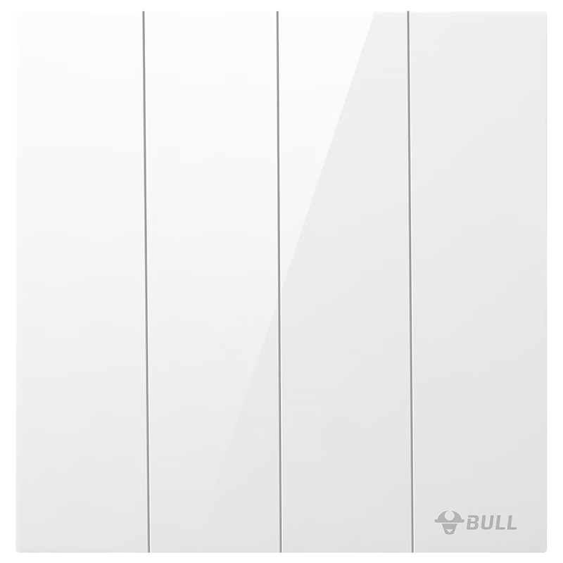 BULL G57 Butterfly Ultra-Thin Four-Gang Double Control Switch Large Panel G57K412 Glossy White Flush Mount