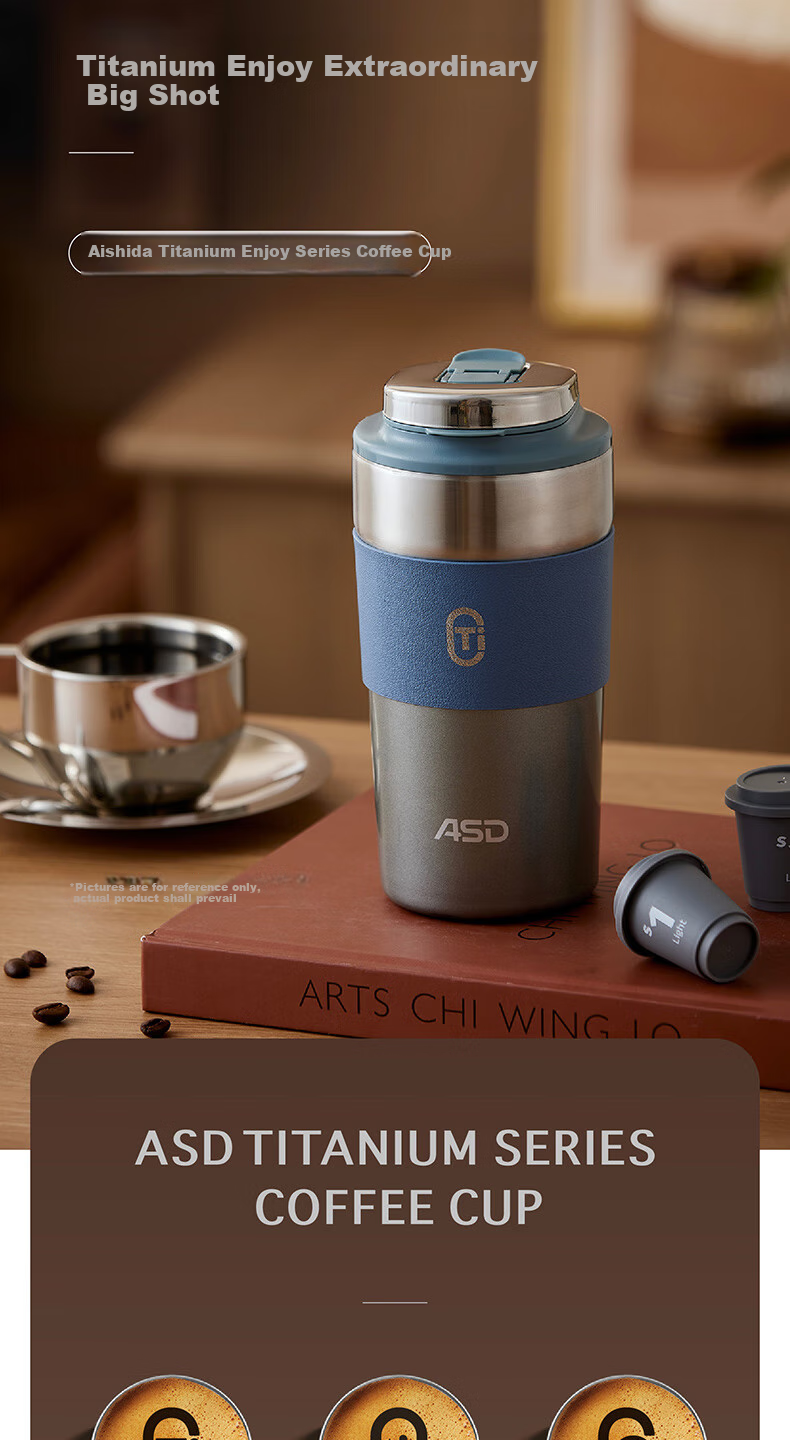 ASD Pure Titanium Insulated Mug High-End Business Tea Water Cup Compact Portable Travel Coffee Cup RWS42B15Q-TW 1