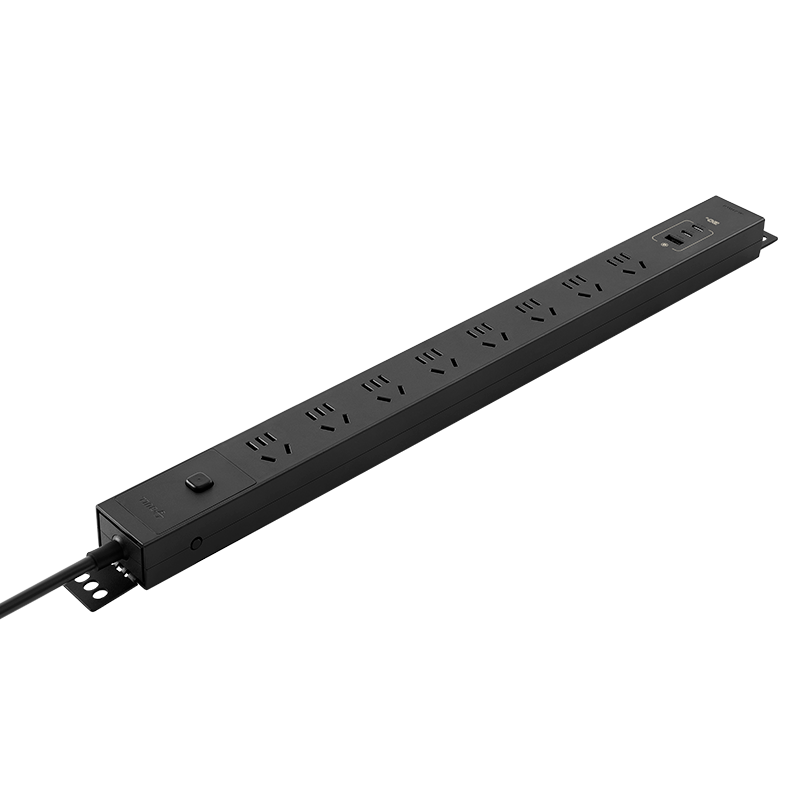 BULL 20W Fast Charging PDU Desktop Overload and Overpower Protection Under-Desk Gaming Cabinet Power Strip with 8 Outlets + USB, 1.8m, Black