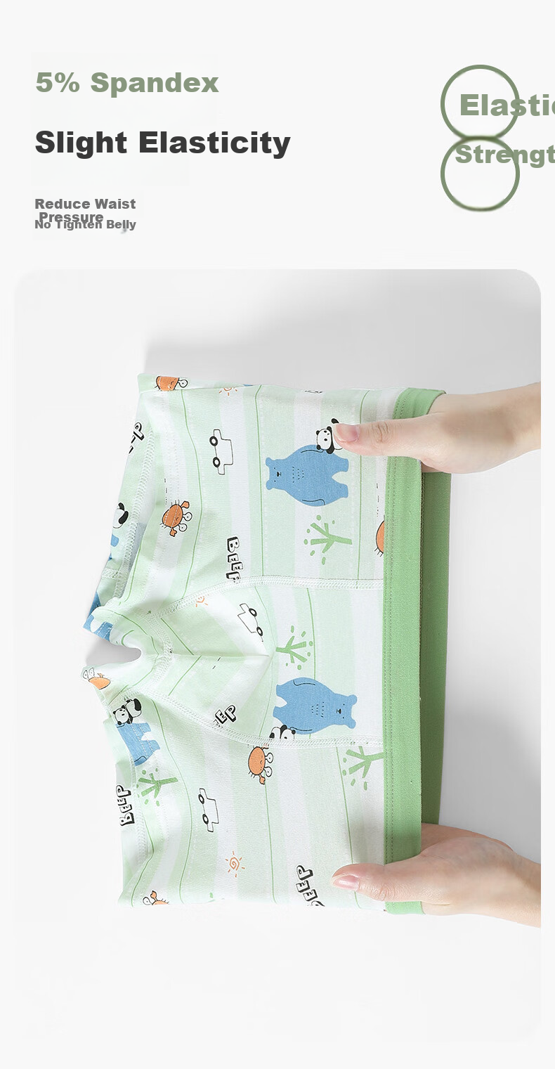 FENTENGCARE Children's Underwear [Class A Cotton, 7A Antibacterial] 6-Pack Boys' New Cartoon Pure Cotton Crotch Boxer Briefs for Boys 8